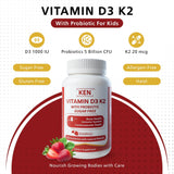 KEN Gommes D3 K2 enfants probiotiques — bouteille, équilibre intestinal potentiel pour l'enfant