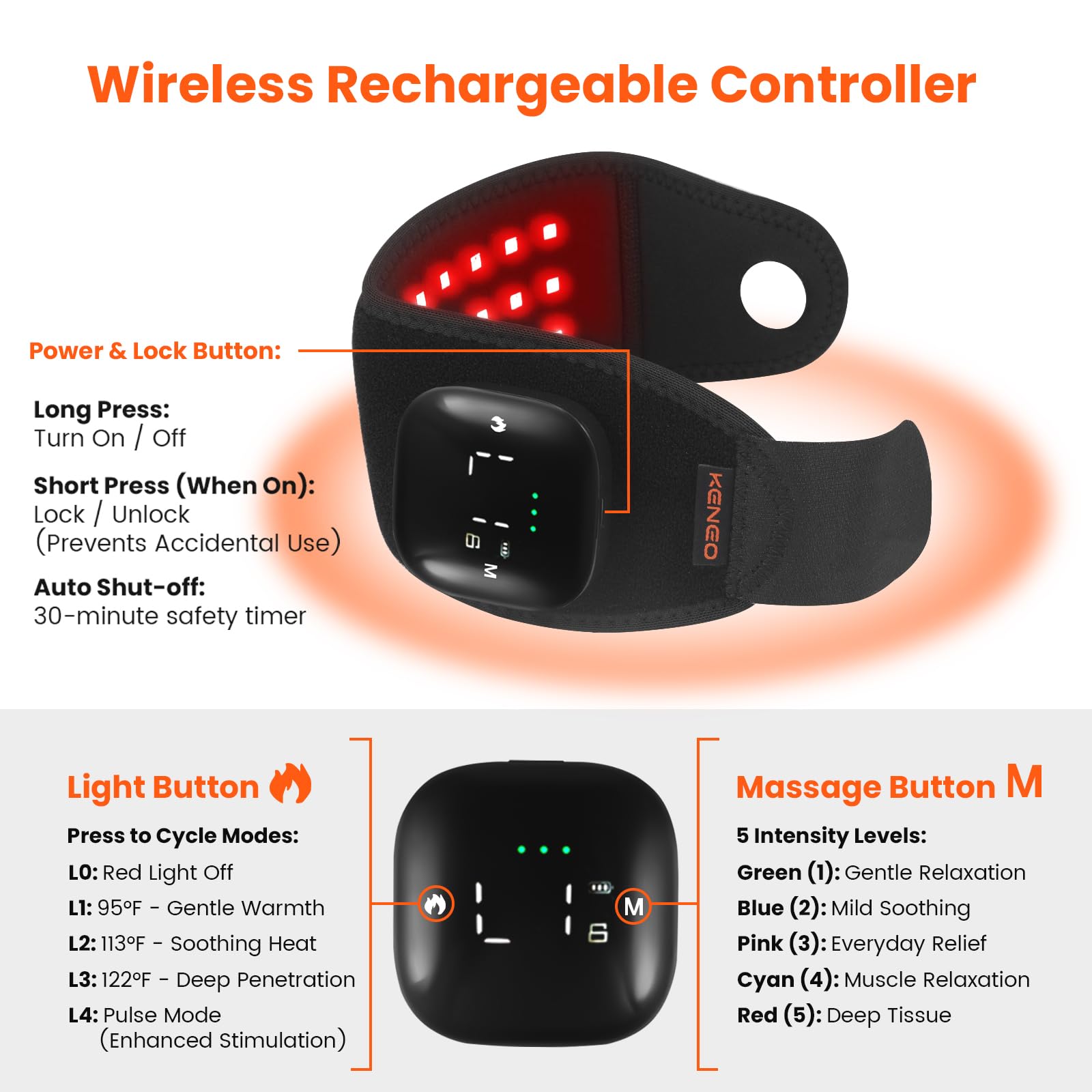 Keneo bracelet-batterie détachable USB facile à recharger.