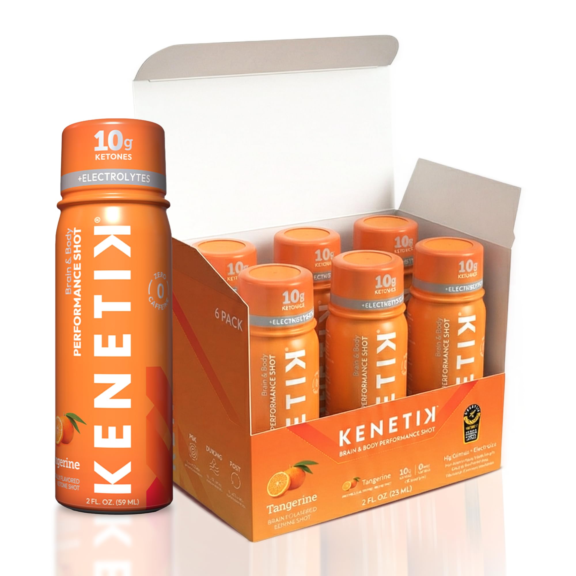 Kenetik Shots Focus Mandarine: bouteille pratique pour une clarté mentale en déplacement.