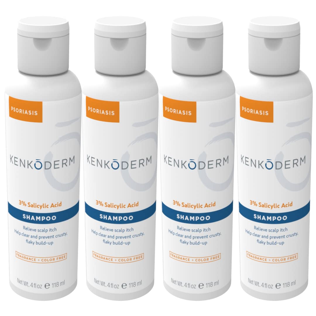 Kenkoderm Psoriasis Shampoo en bouteille, soulage les démangeaisons et purifie le cuir chevelu.