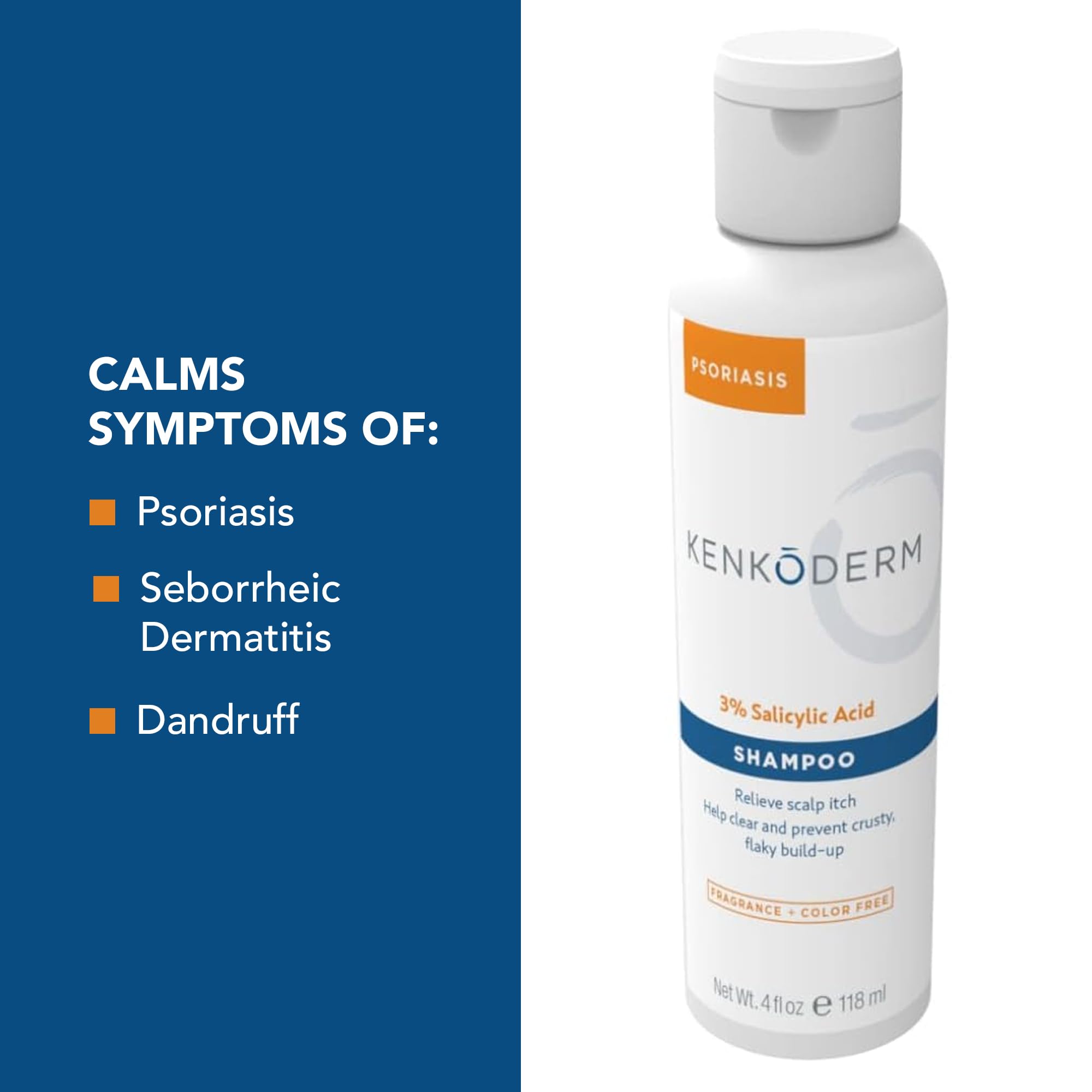 Pack de 4 Kenkoderm Psoriasis Shampoo, solution pratique pour les trajets et le rangement.