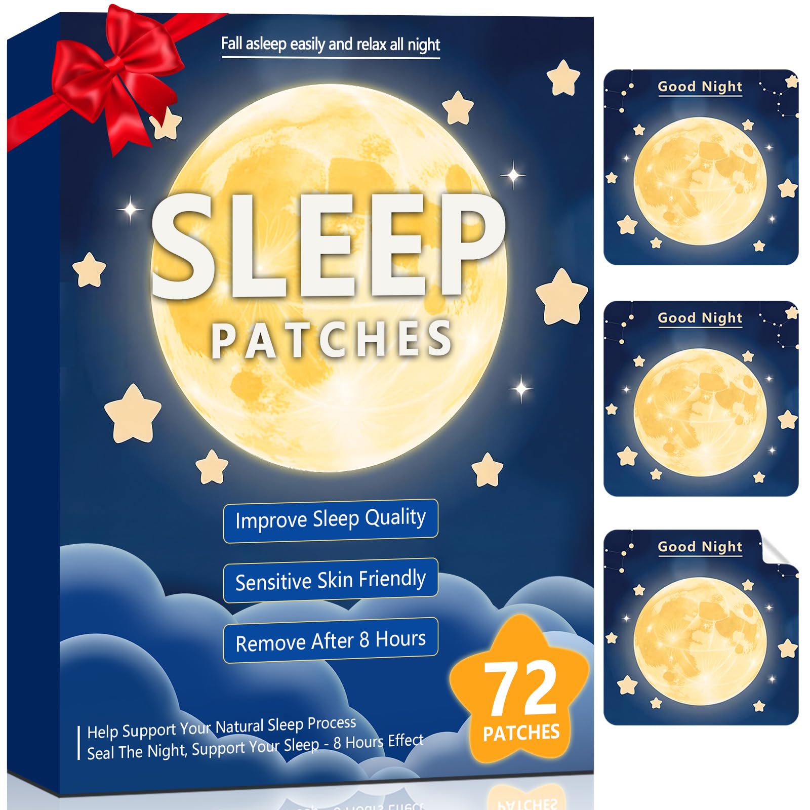 Kensem 72 Patchs de sommeil emballage clair prêt à l’emploi, pratique pour la nuit.