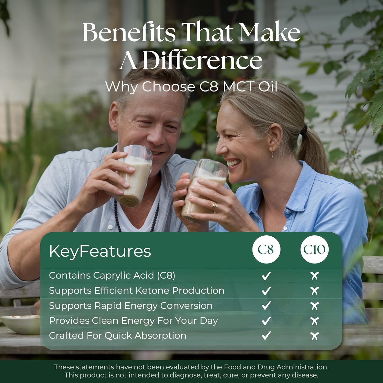 Badge Non-OGM et Vegan sur l’étiquette Keppi MCT C8 sans saveur.