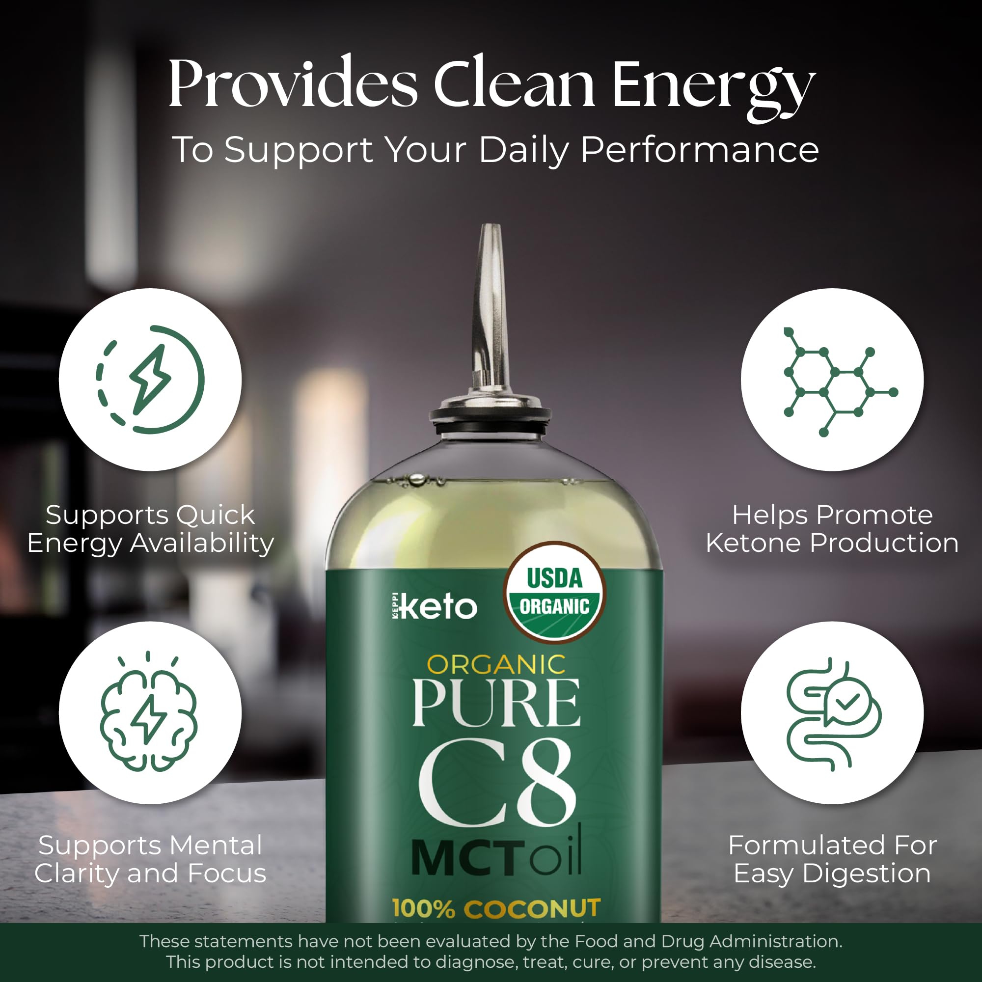 Emballage scellé Keppi MCT organique C8 sans saveur garantit fraîcheur.