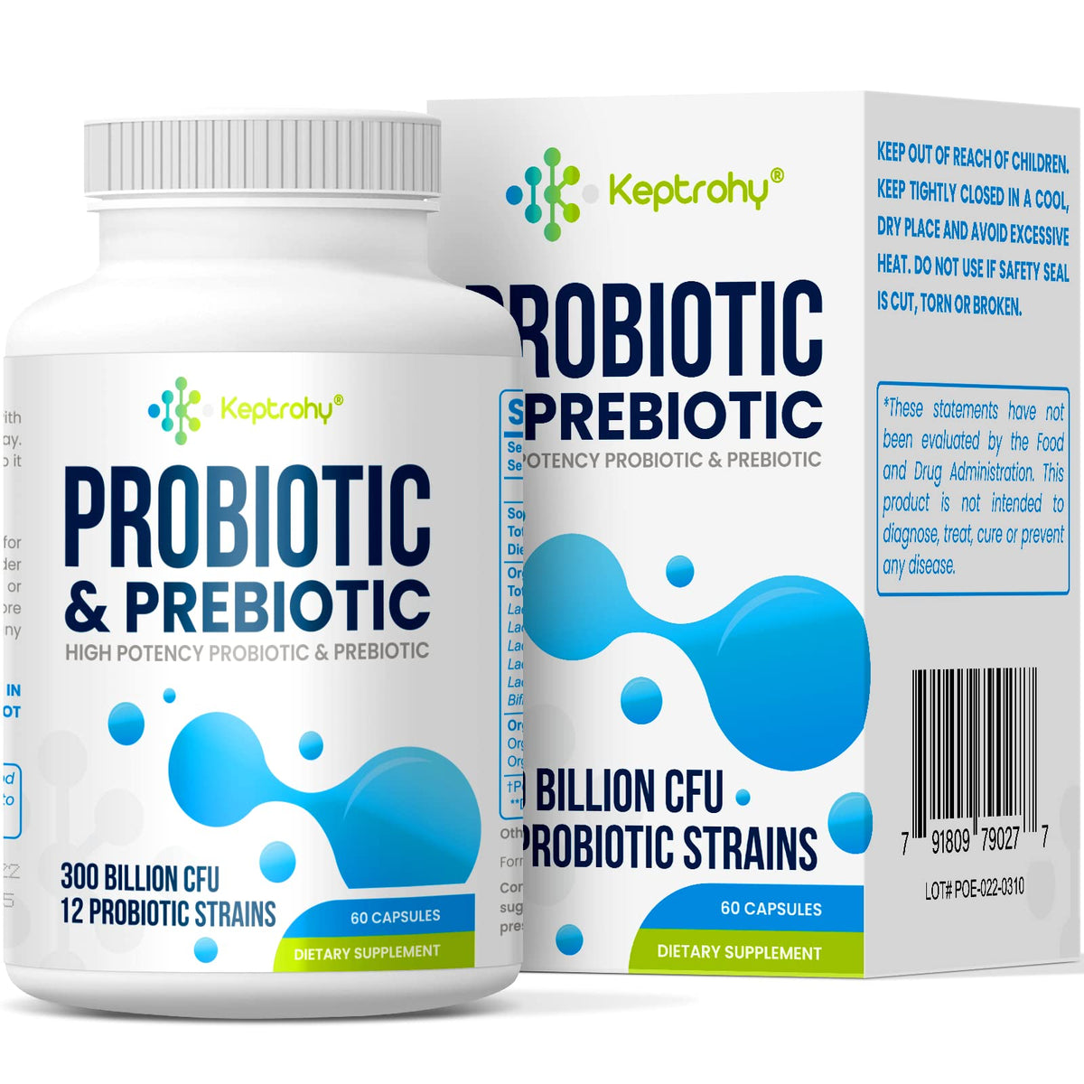 Keptrohy Probiotiques 300 milliards – bouteille pratique pour la digestion quotidienne