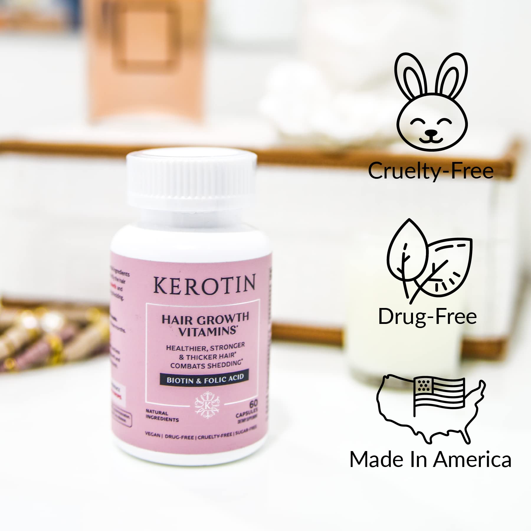Kerotin – D3, magnésium et folate pour nourrir cheveux et ongles.