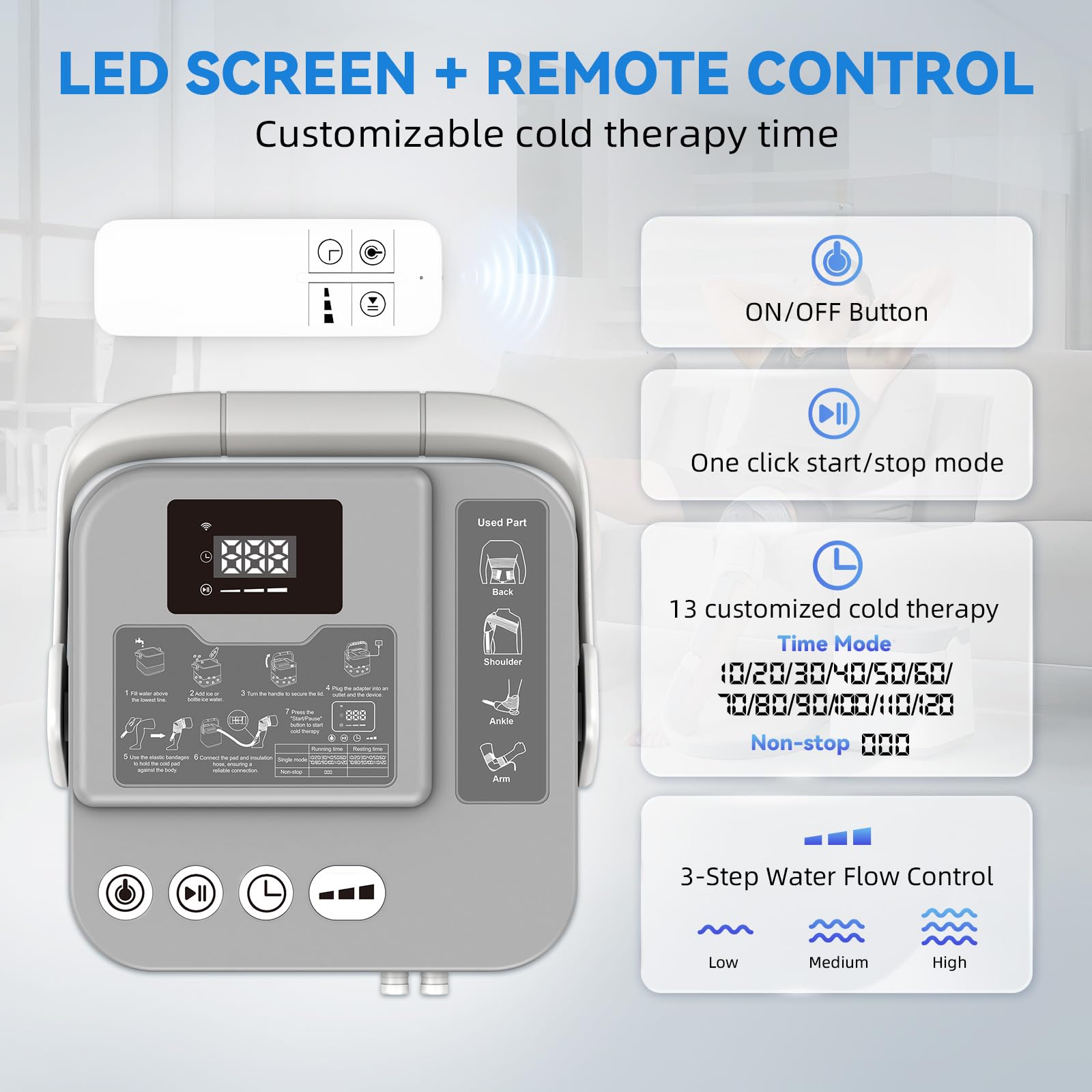 KETFIY télécommande contrôle minuterie pratique et intuitive pour la cryothérapie.