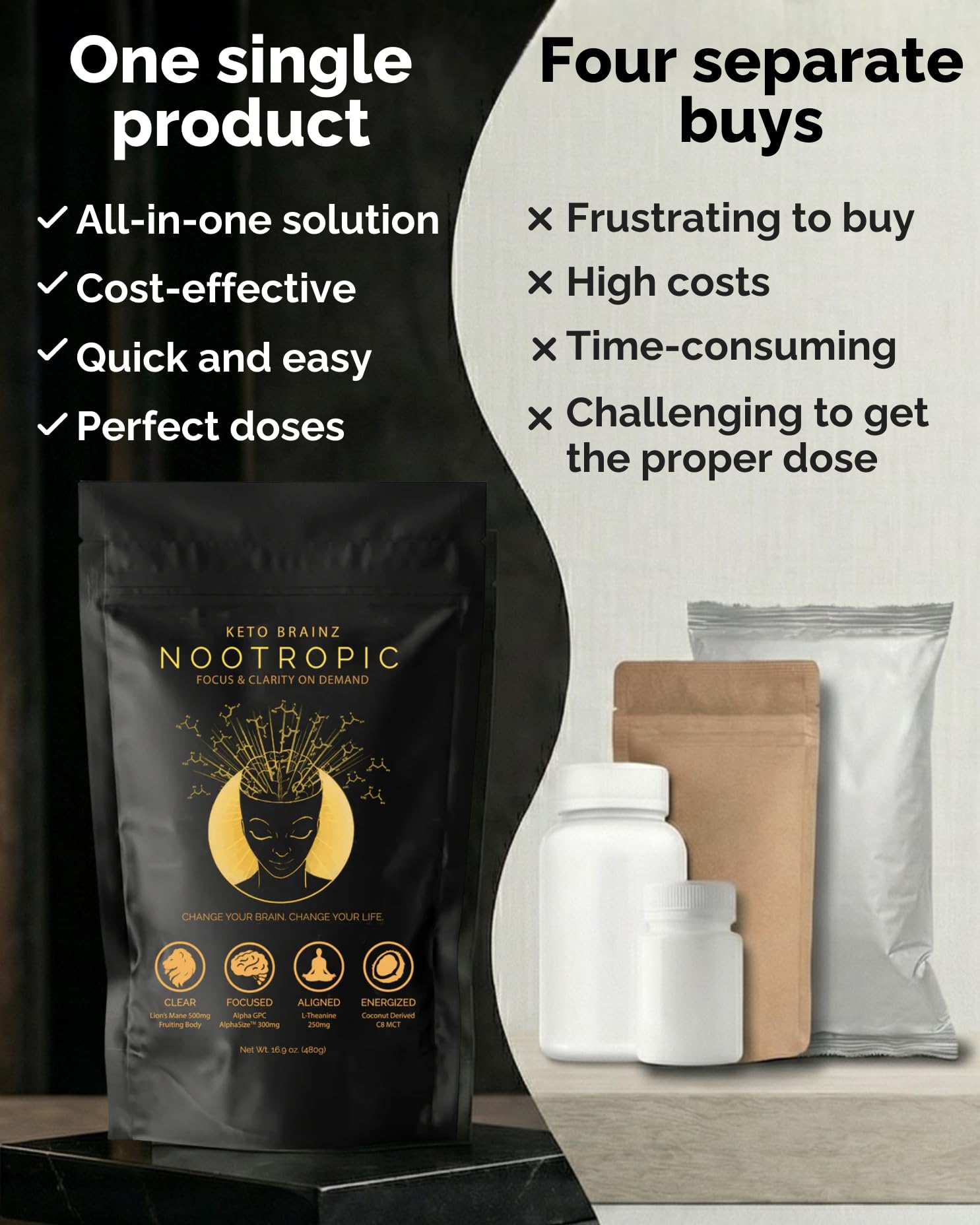 Keto Brainz poudre MCT C8 pour énergie soutenue