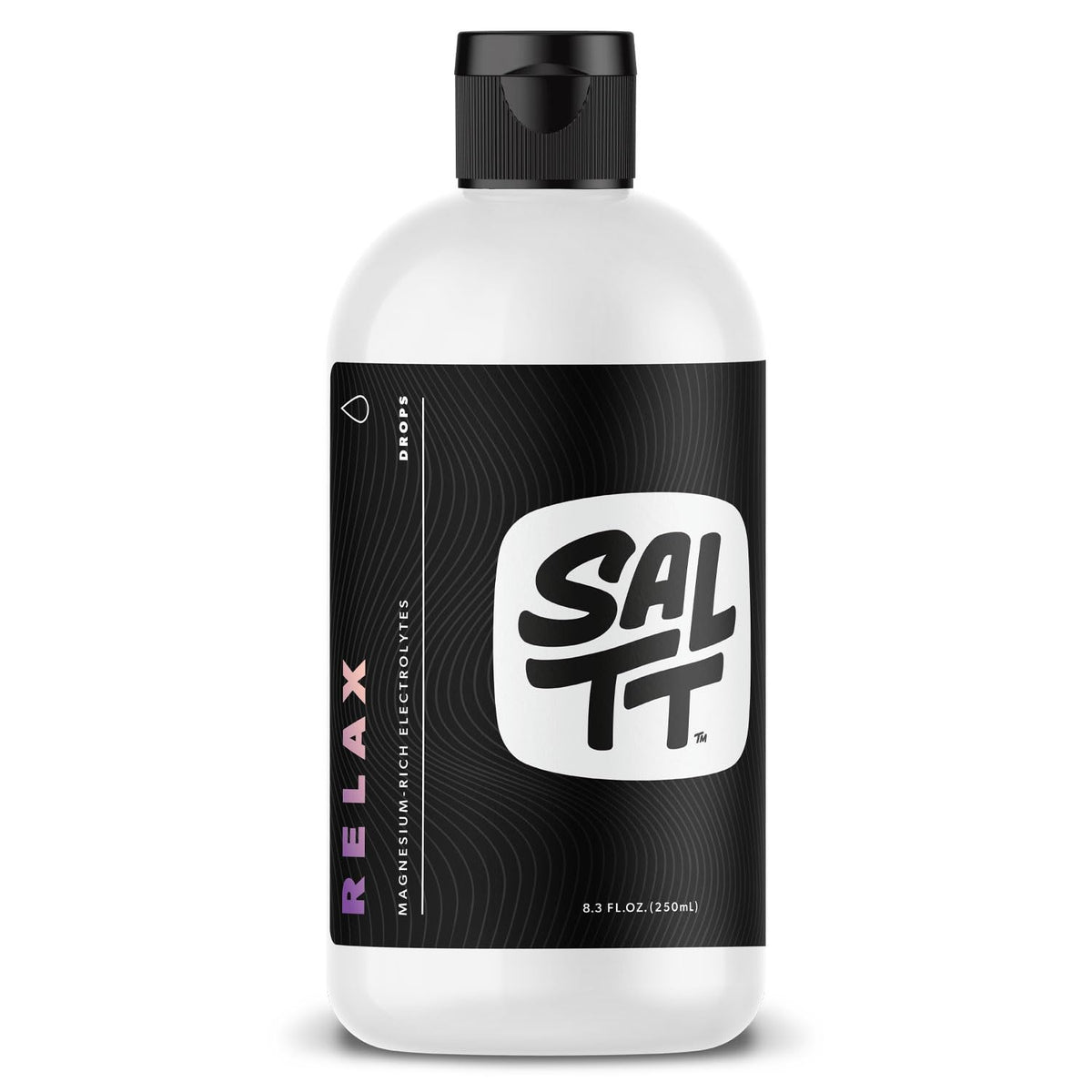 Keto Chow SALTT Relax, bouteille, prêt à ajouter à votre boisson pour des électrolytes.