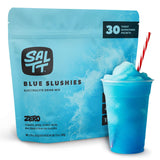 SALTT Keto Chow – sachets d'hydratation bleu glace, pratique en déplacement.