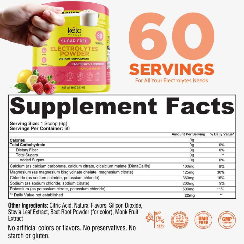 Keto Vitals Eletrolytes verre-framboise-citronnade offre une boisson rafraichissante et hydratante.