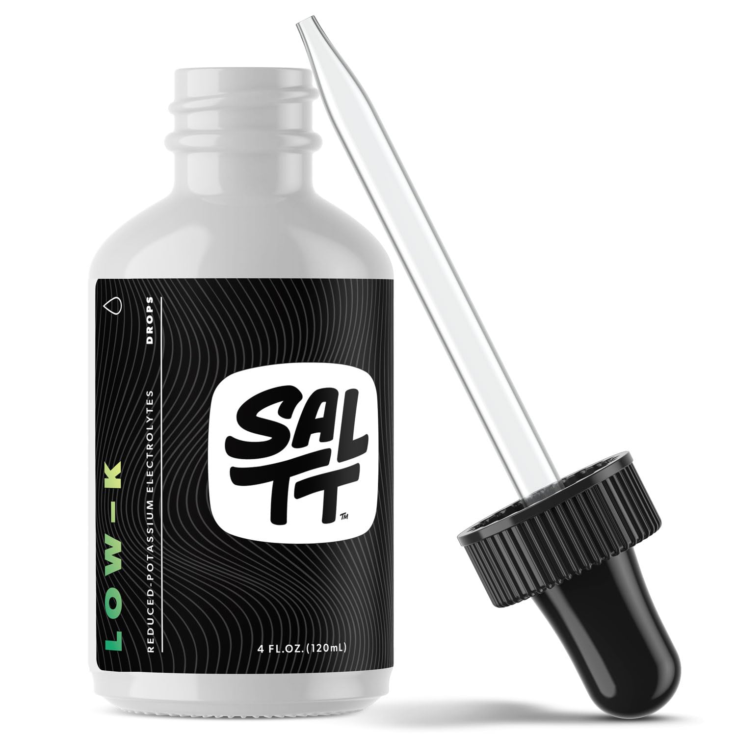 Keto Chow SALTT Low-K Fasting Drops dans une bouteille de 120 ml idéale pour le jeûne.
