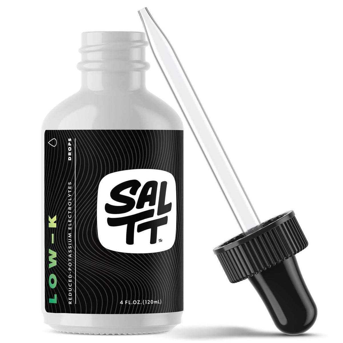 Keto Chow SALTT Low-K Fasting Drops dans une bouteille de 120 ml idéale pour le jeûne.