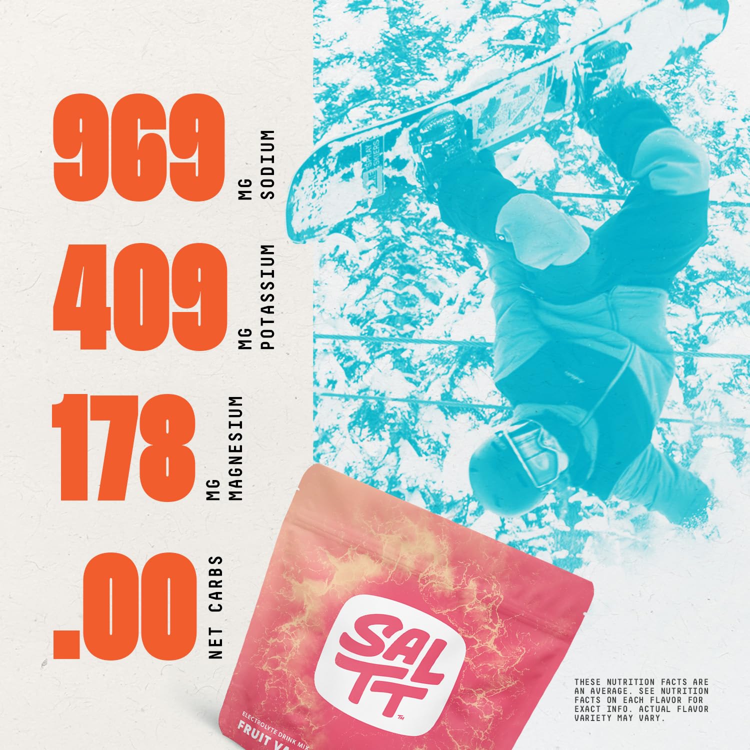 SALTT Keto Chow: sachets minéraux essentiels sodium potassium magnésium pour équilibre.