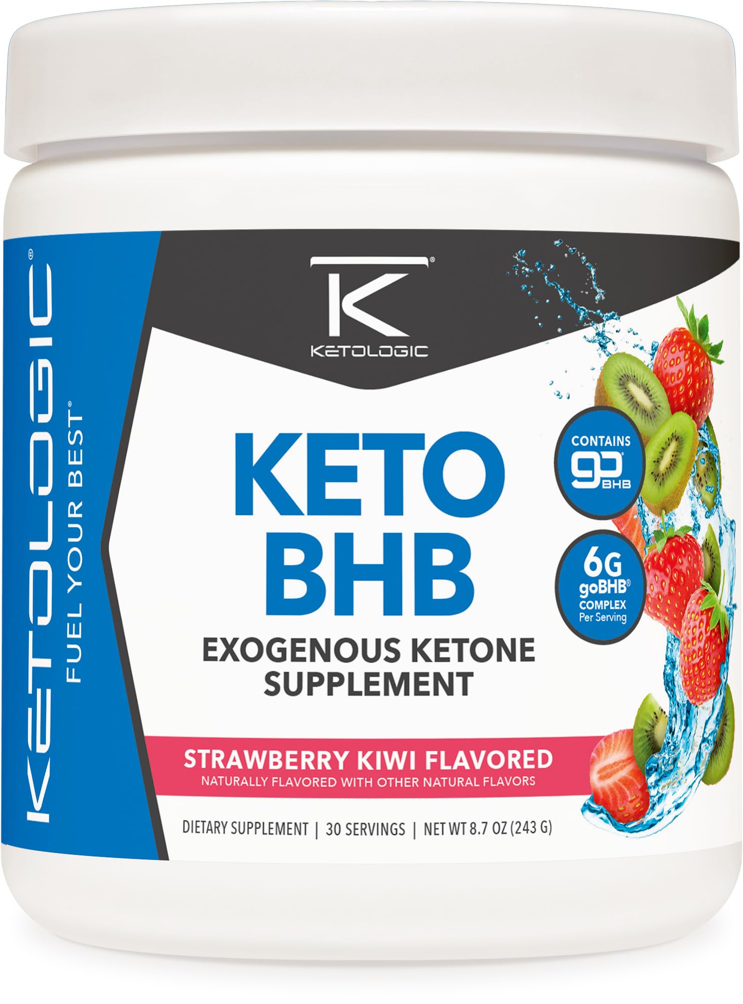 Ketologic BHB flacon 30 portions fraise kiwi, prêt pour votre routine keto.