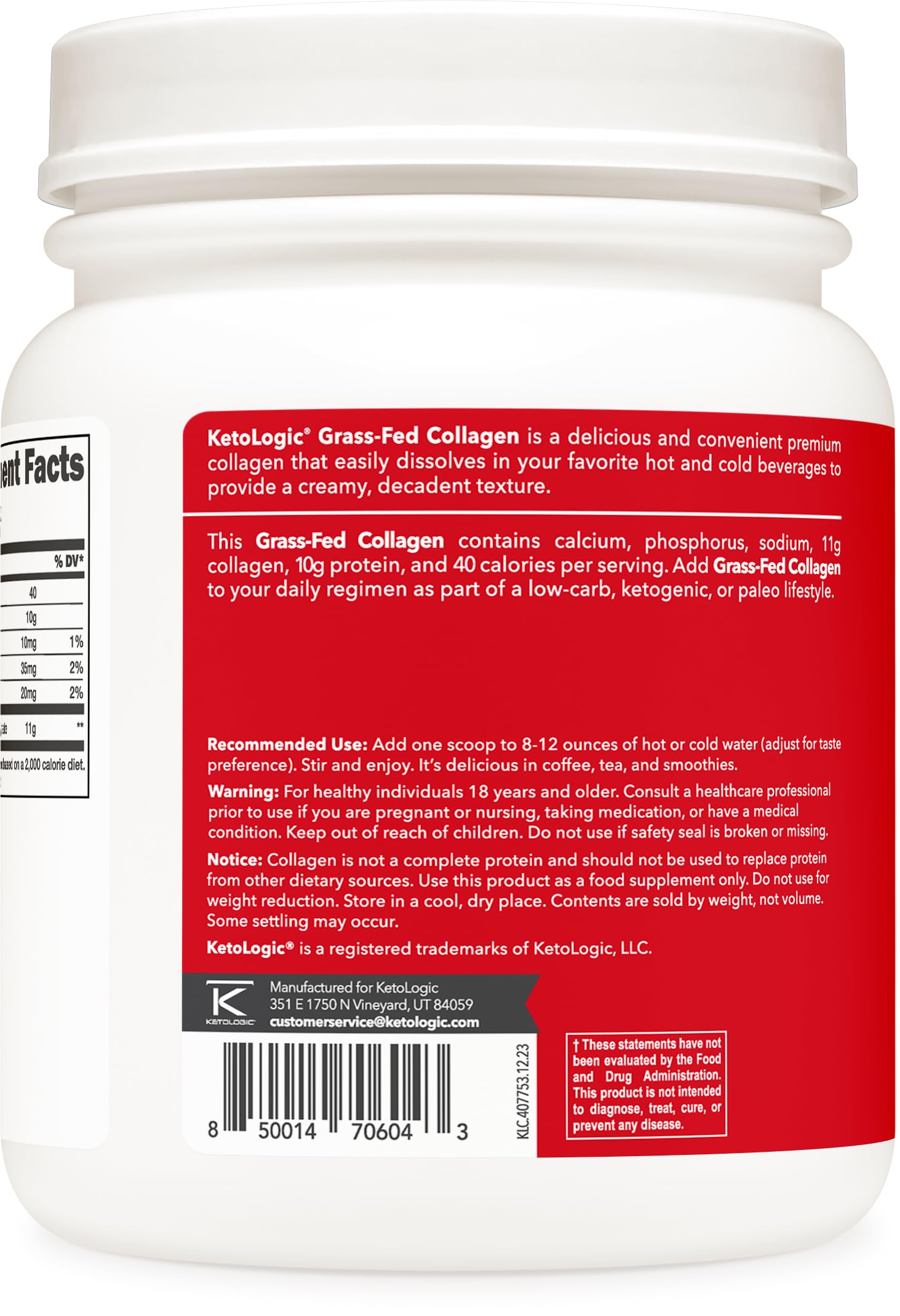 Smoothie avec Ketologic collagène hydrolysat, texture onctueuse et apport protéique