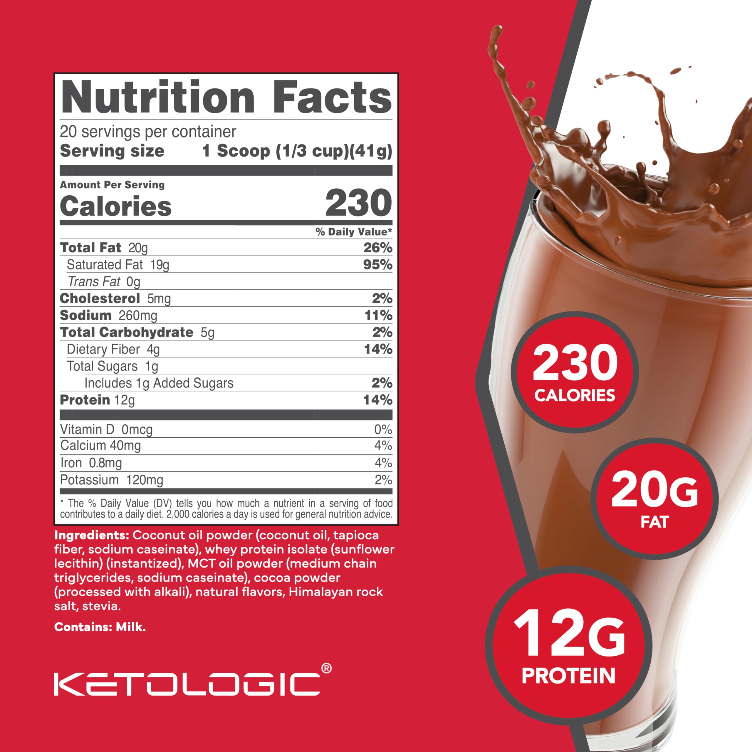 Ketologic KetoMeal huile MCT: apport rapide en graisses et satiété durable.