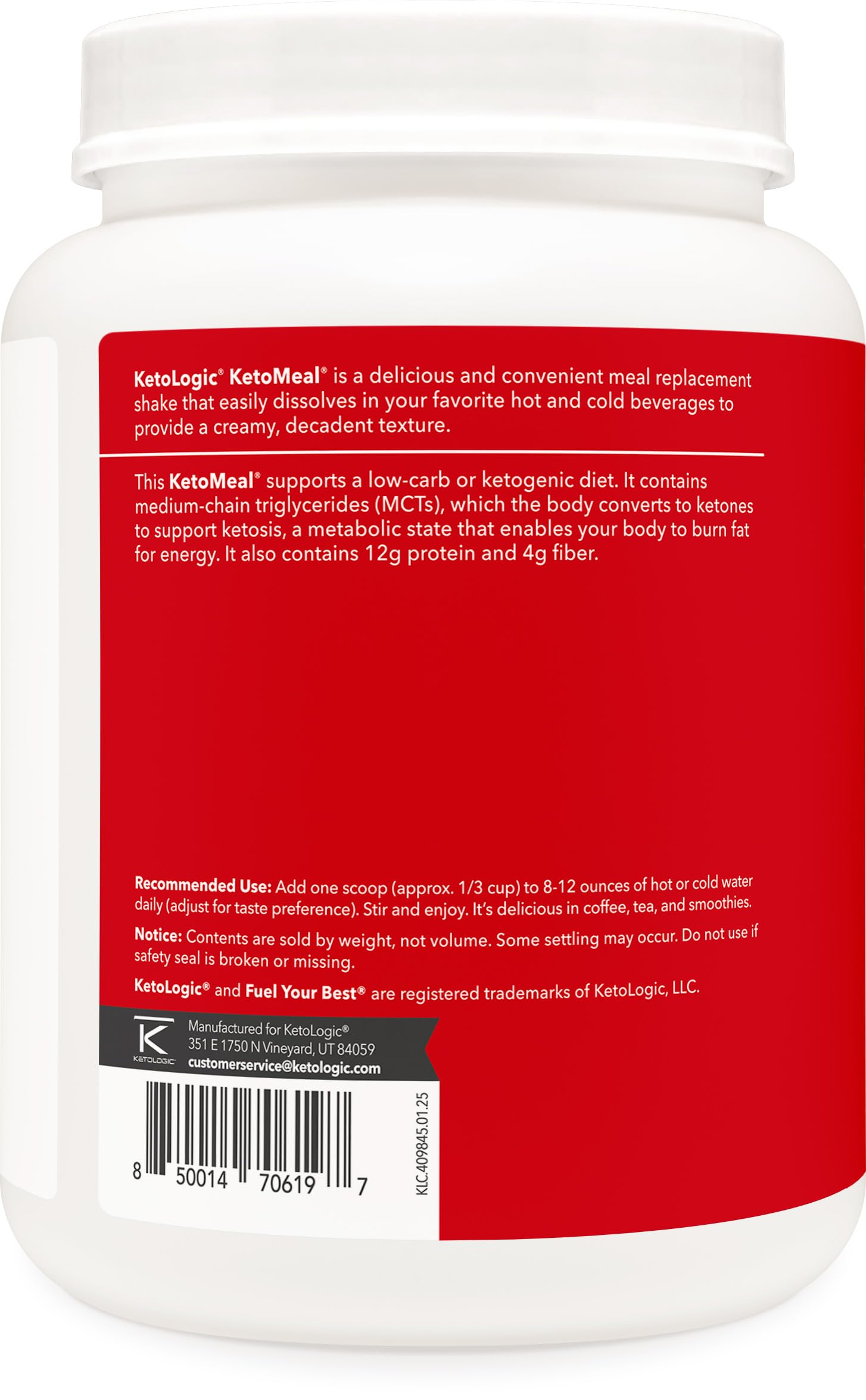 Ketologic KetoMeal whey naturelle: protéines de qualité et goût naturel.