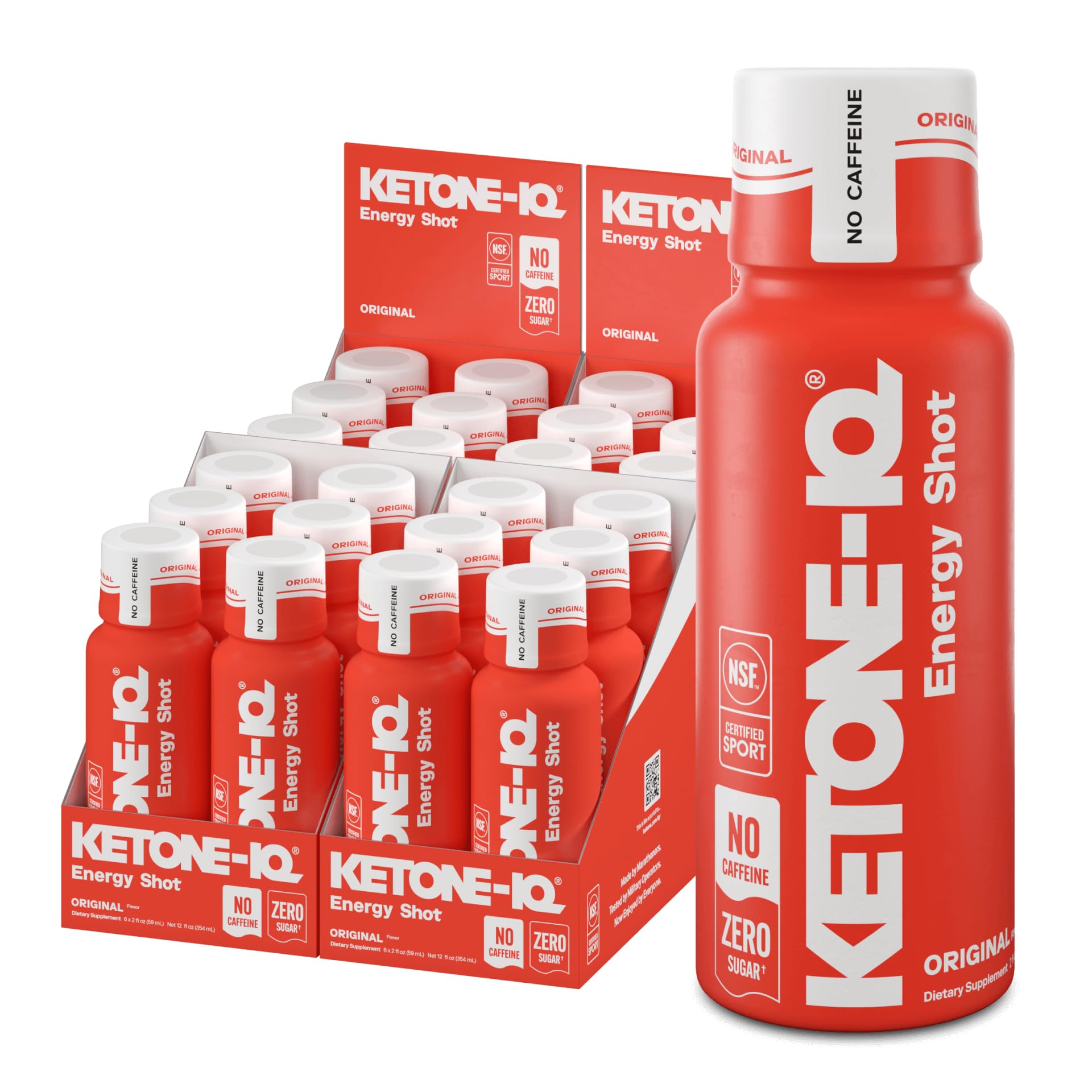 Ketone-IQ Shot sur fond blanc, énergie durable sans fatigue.