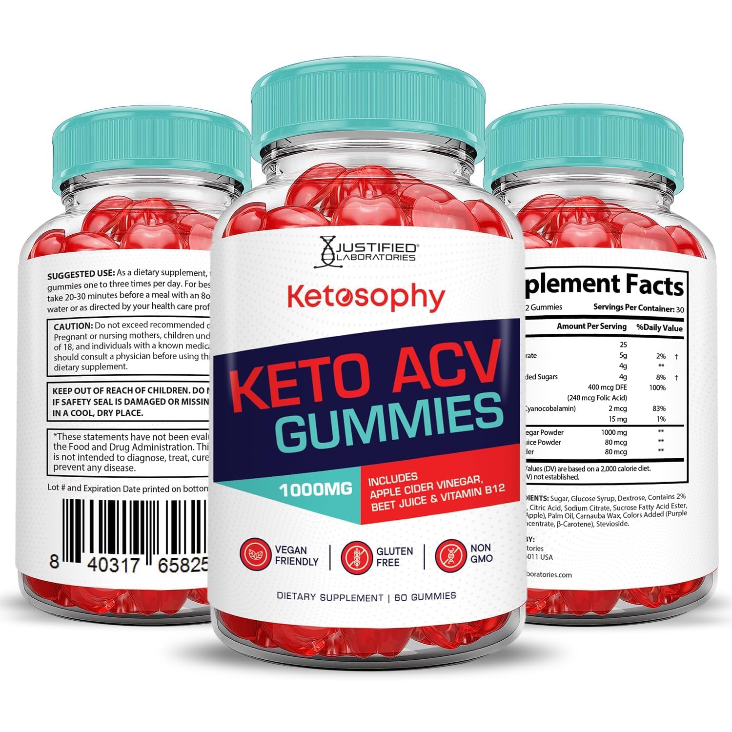 Gummies véganes Ketosophy — sans gluten et sans OGM.