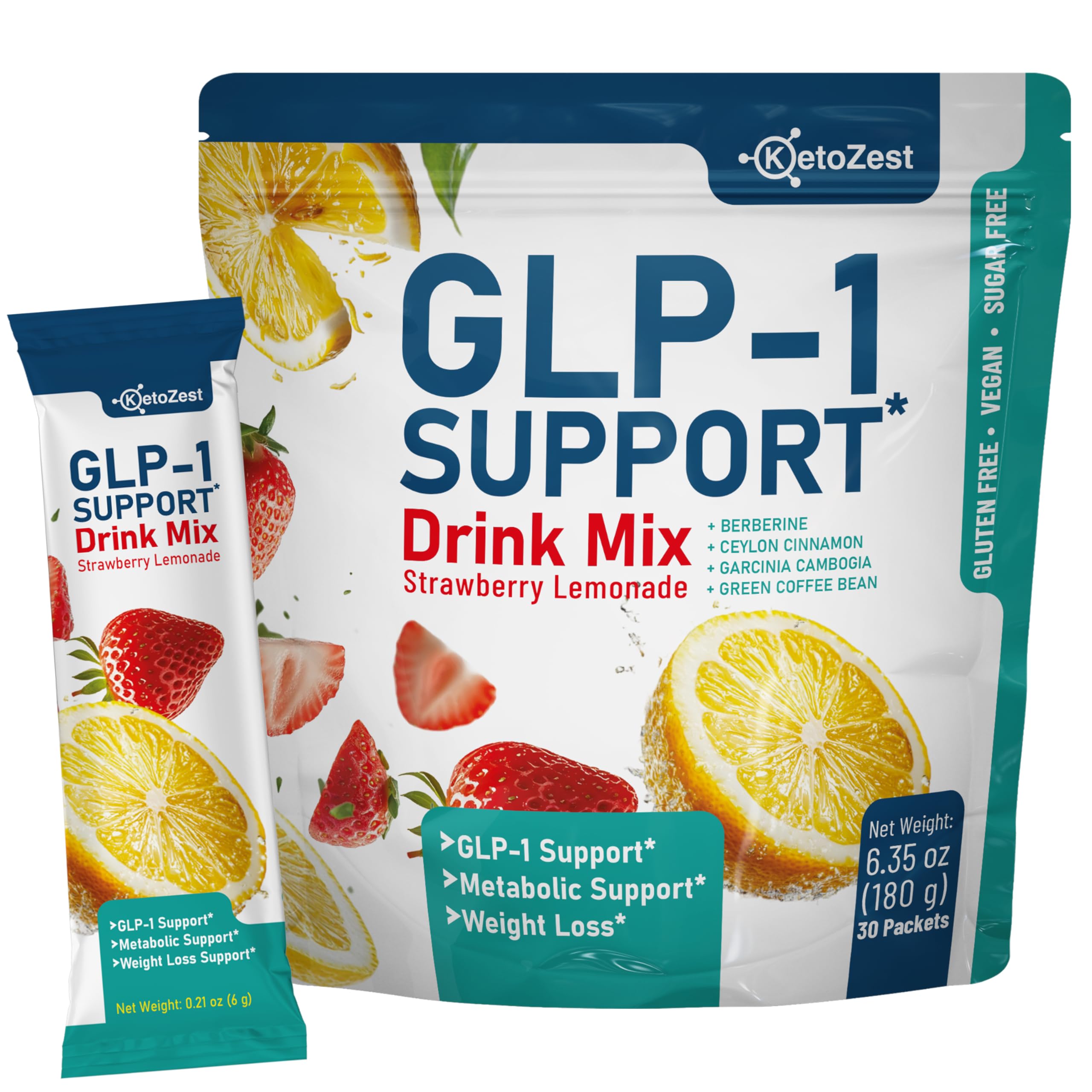 KetoZest GLP-1 Support, flacon pratique, pour l'appétit et l'énergie au quotidien.