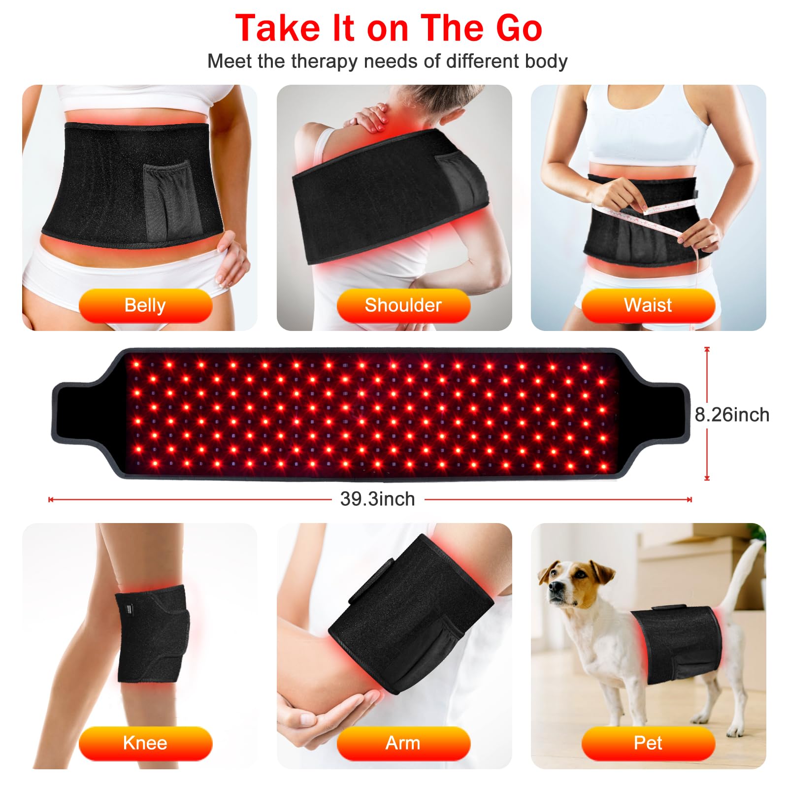 KETYWHA ceinture lumière rouge-dos pour récupération après l'effort