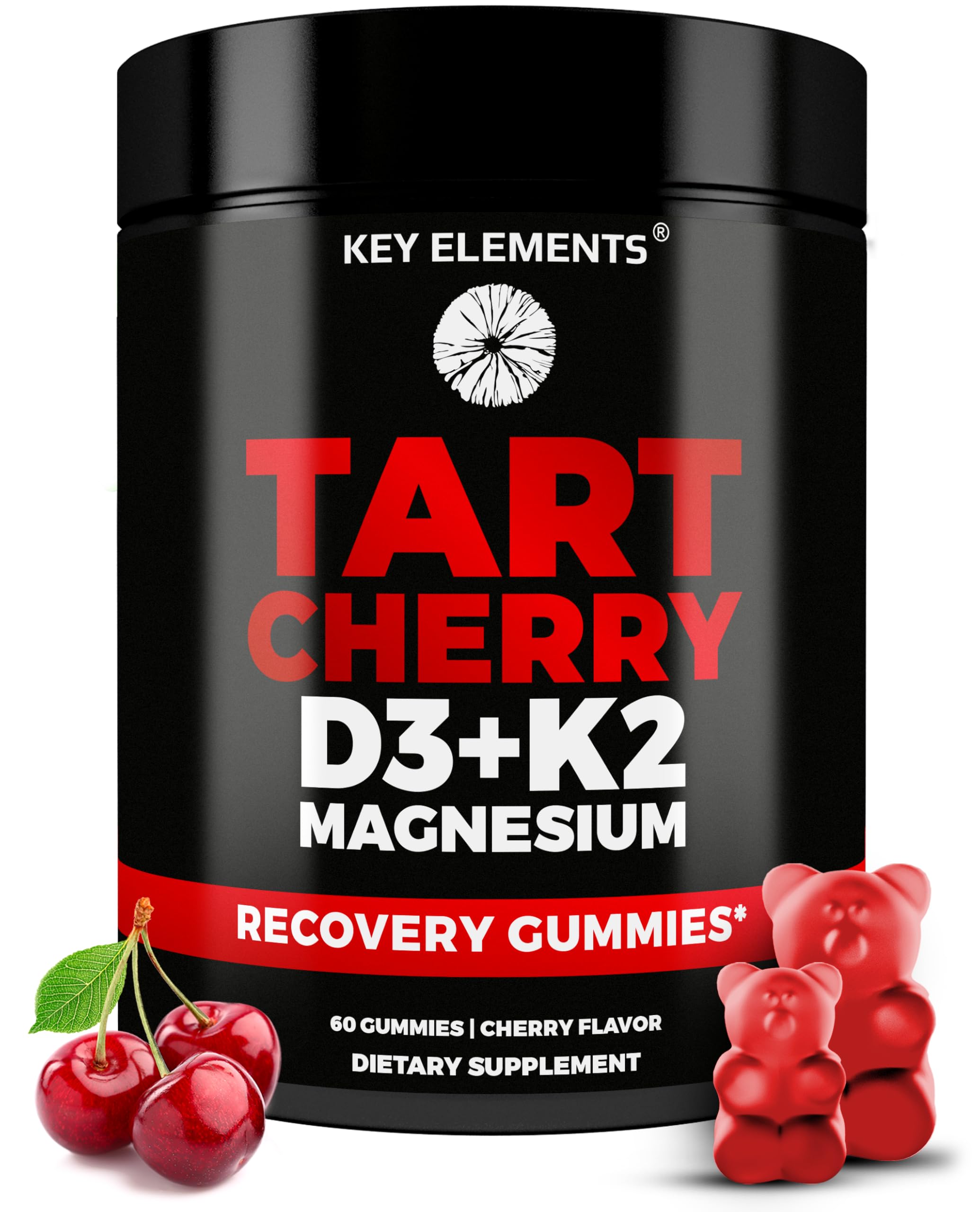 Bouteille KEY ELEMENTS Recovery cerise avec gommes gélifiées et effet sommeil probable.