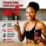 Utilisation nocturne des gommes Recovery cerise dans une routine bien-être.