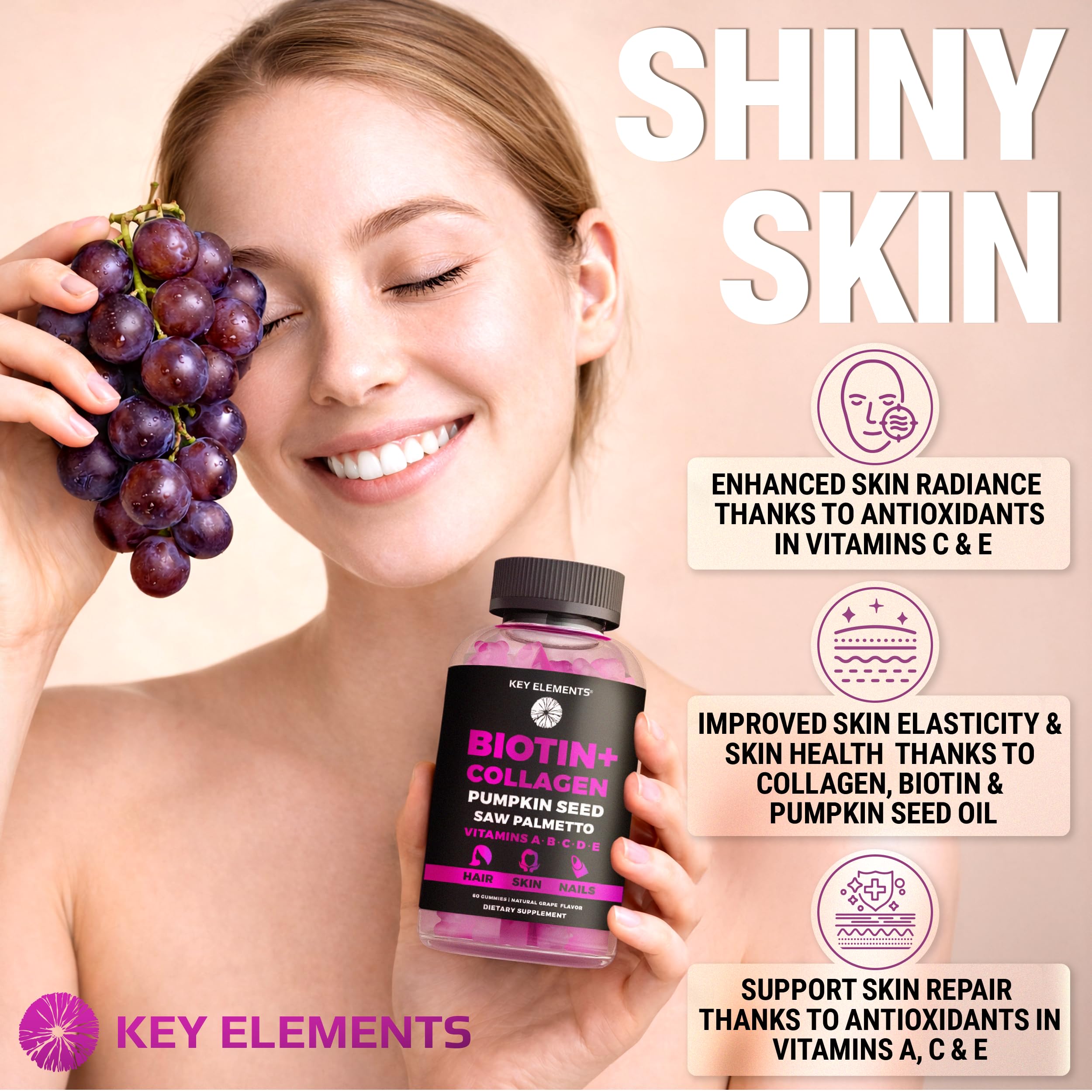 Gommes Collagène KEY ELEMENTS pour peau ferme et élastique