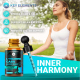 KEY ELEMENTS GABA liquide: compte-gouttes en gros plan, absorption rapide possible.