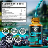 KEY ELEMENTS GABA liquide: ingrédients clés affichés, L-Theanine et magnésium associés.