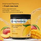 Key Nutrients électrolytes tropical peach mango closeup: goût tropical et énergie légère