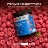 Key Nutrients gobelet mélange électrolytes bleu-framboise, hydratation pratique en déplacement.
