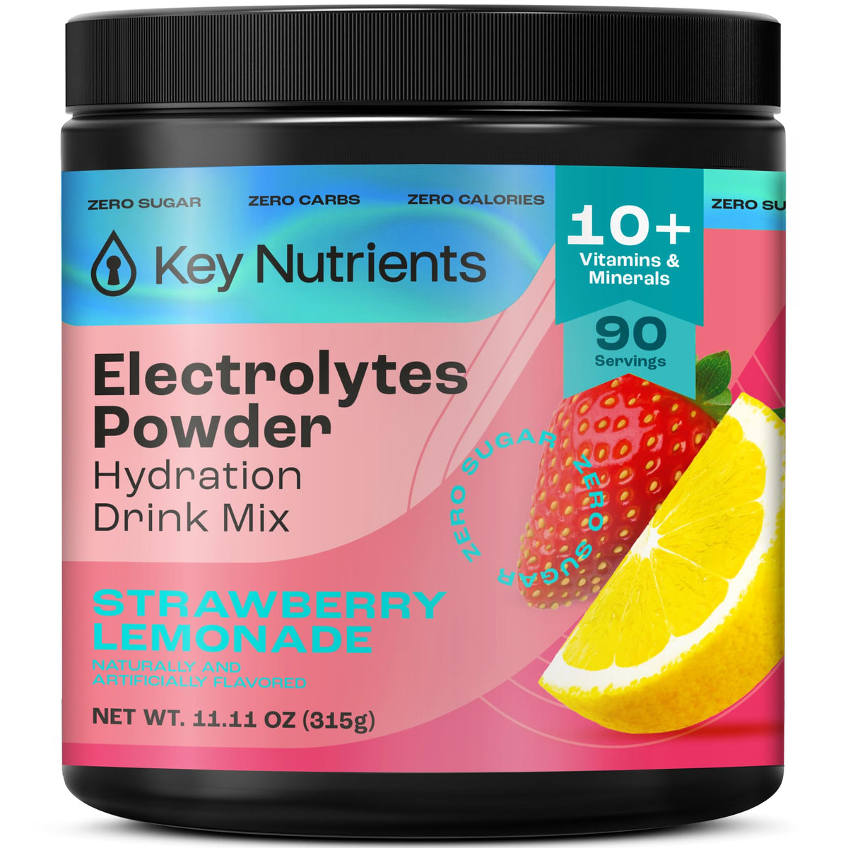 Poudre électrolytes KEY NUTRIENTS fraise-citronnade, hydratation sans sucre et calories