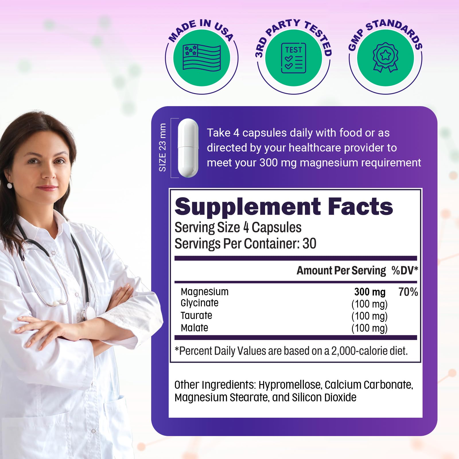 Keystone Peak – capsules magnésium malate, soutien discret en soirée.