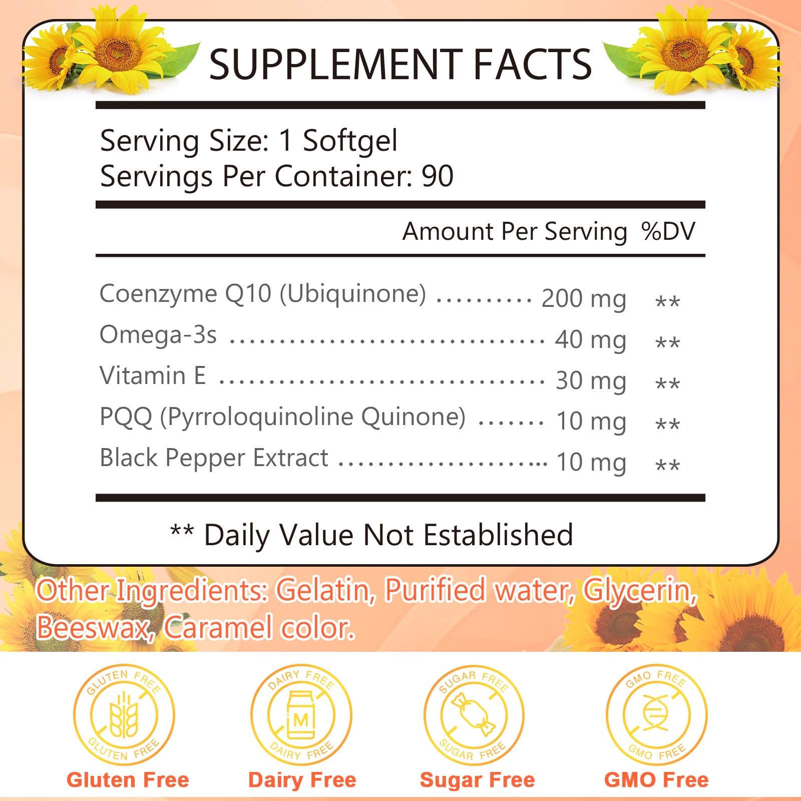 KFG CoQ10 200 mg: formule sans gluten et sans allergènes majeurs.