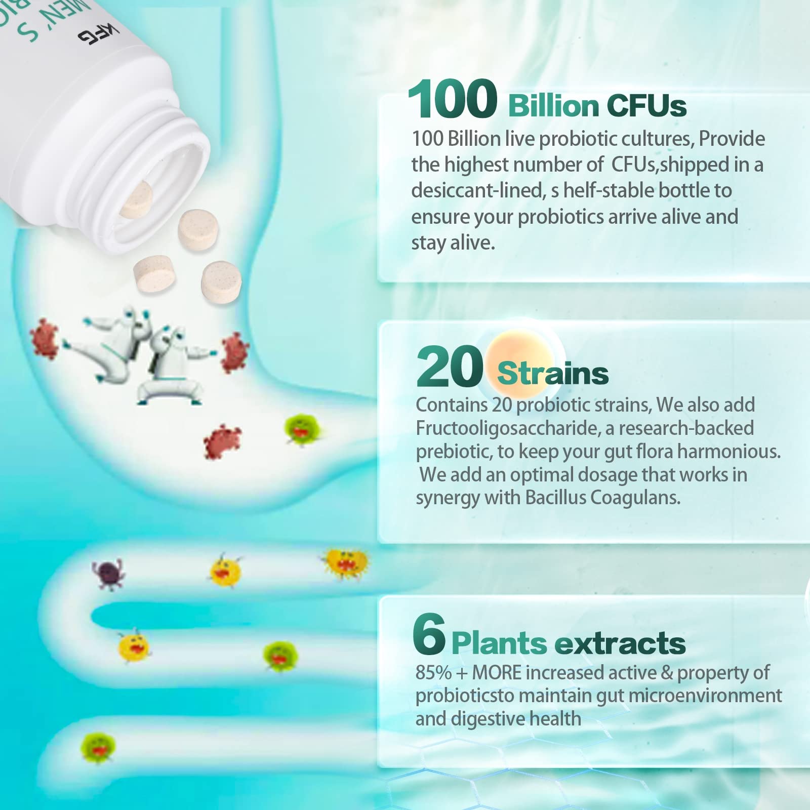 KFG Prébiotiques naturels: nourrissent les probiotiques et favorisent l'équilibre intestinal.