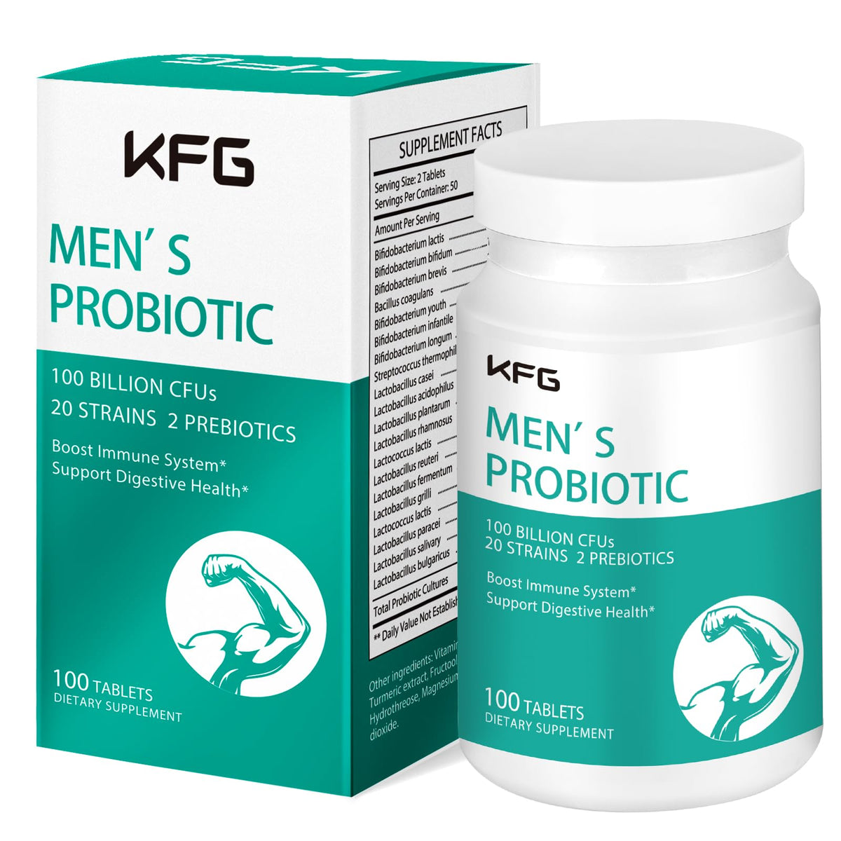KFG Probiotiques 100 milliards CFU: soutien digestif potentiel et équilibre intestinal.