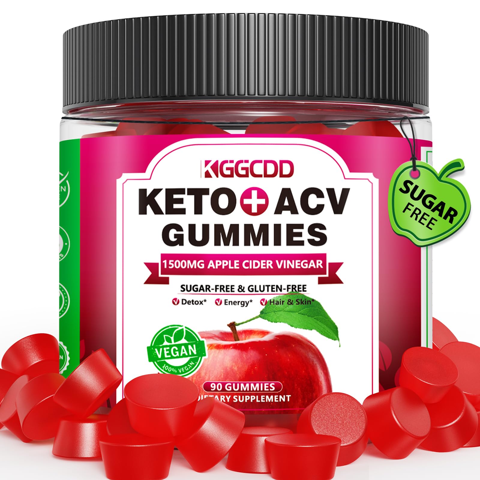 Gommes KGGCDD Céto ACV dans une bouteille prête à emporter, énergie naturelle.