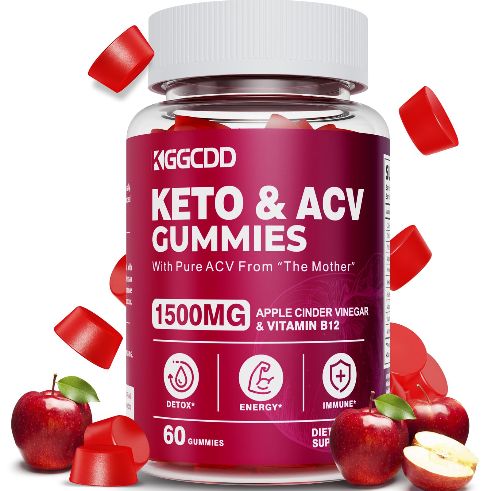 KGGCDD bonbons gélifiés céto bouteille visible, soutien possible à une routine faible en glucides.