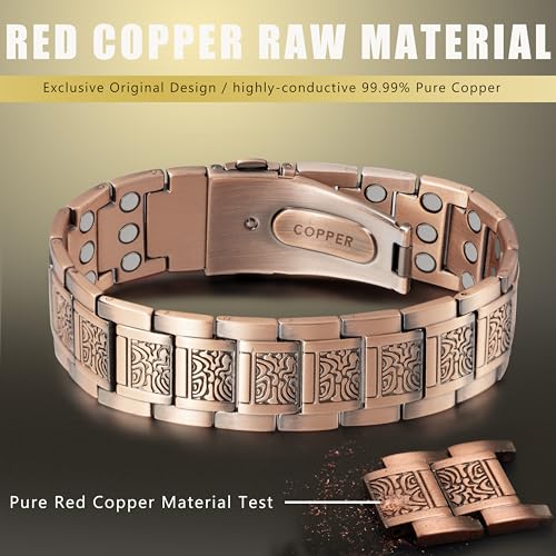 KGP bracelet cuivre magnétique vintage avec fermoir pliable et sécurité.