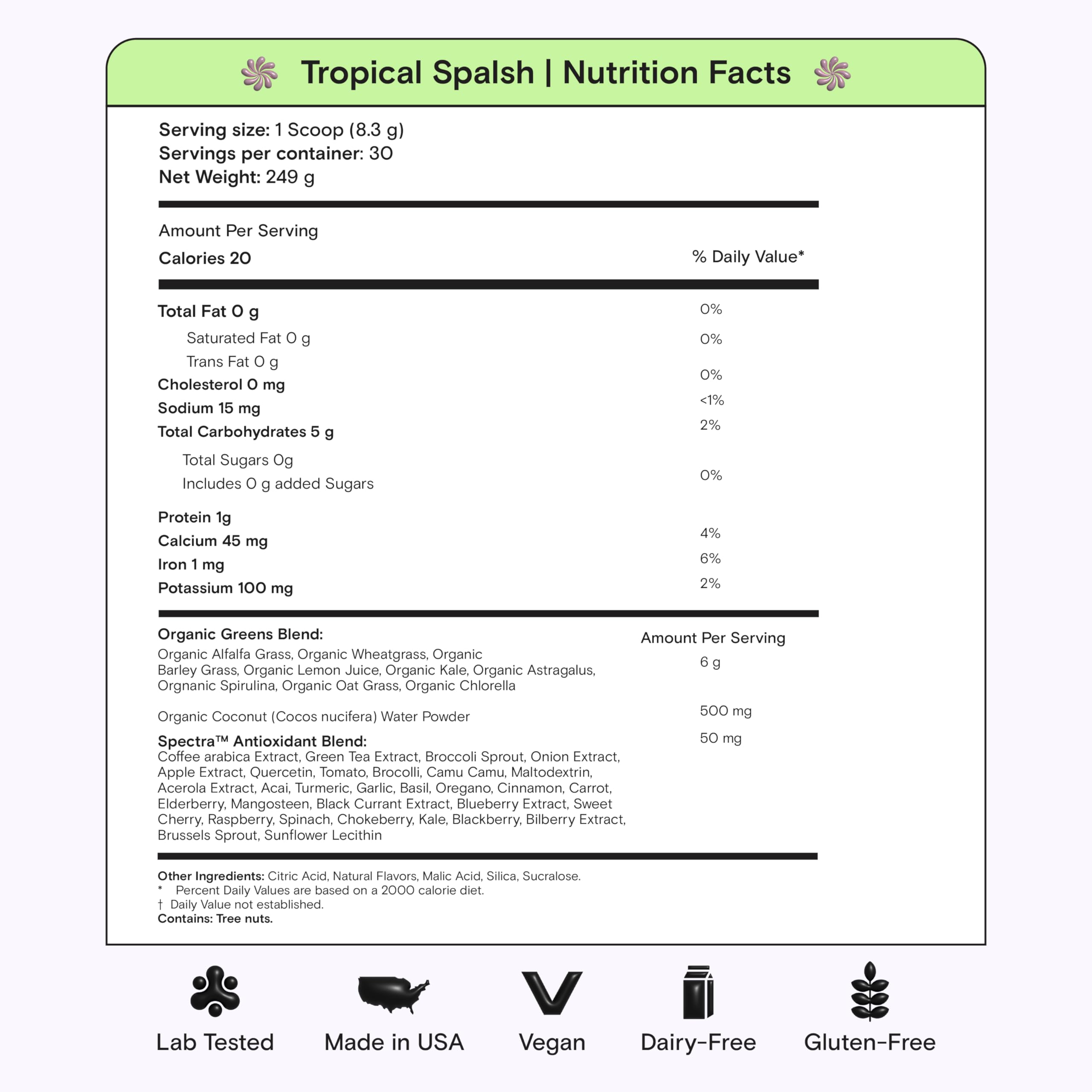 Sept saveurs disponibles de Kiala Nutrition Super Greens.