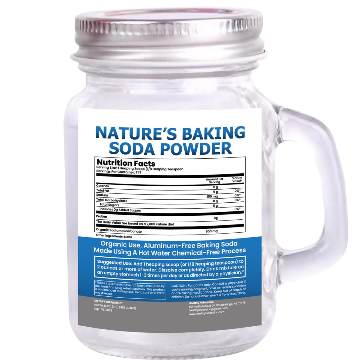 Kidney Restore bicarbonate sans aluminium en poudre, texture fine pour usage quotidien.
