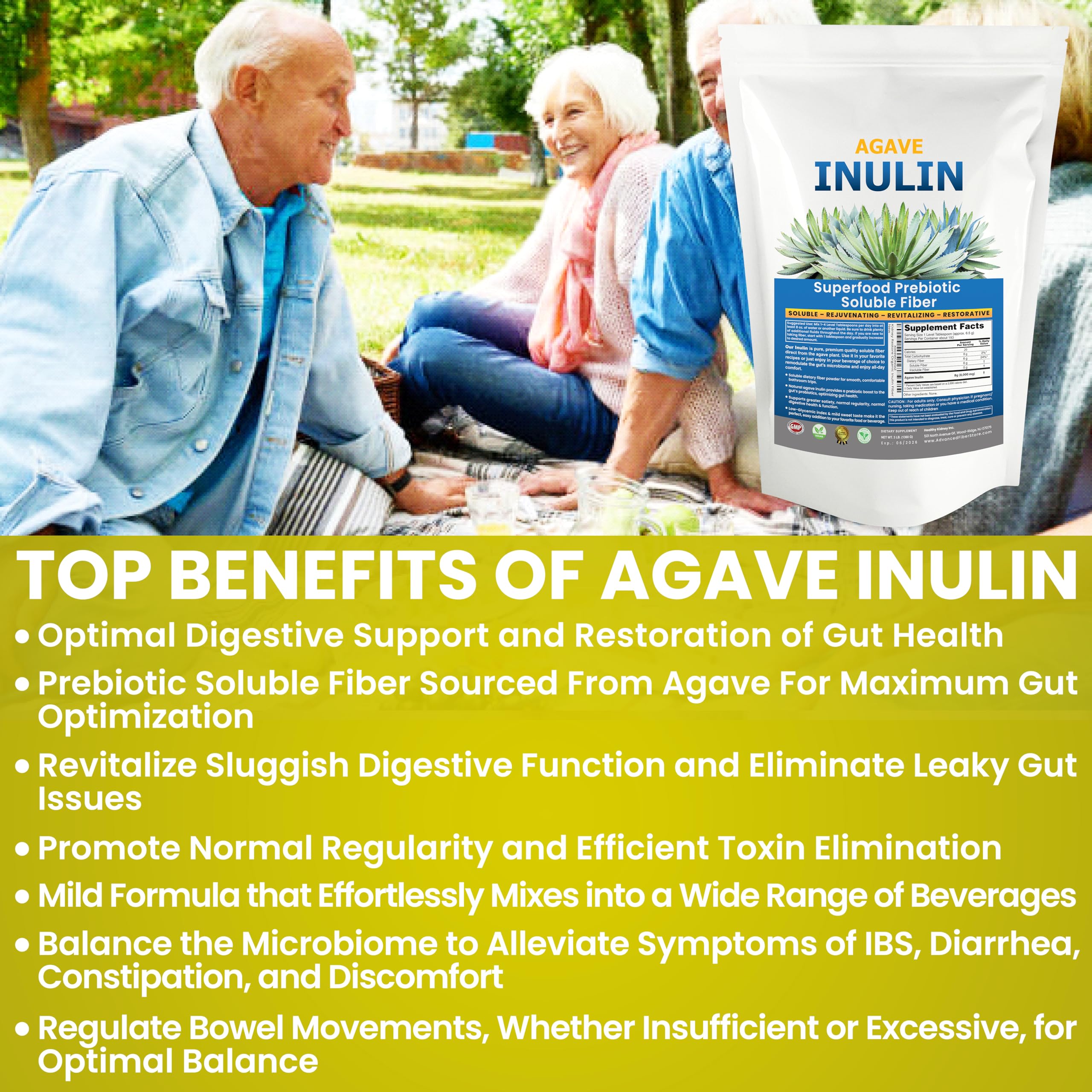 Kidney Restore Cuillère-dose Inuline organique agave – dosage précis pour routine digestive.