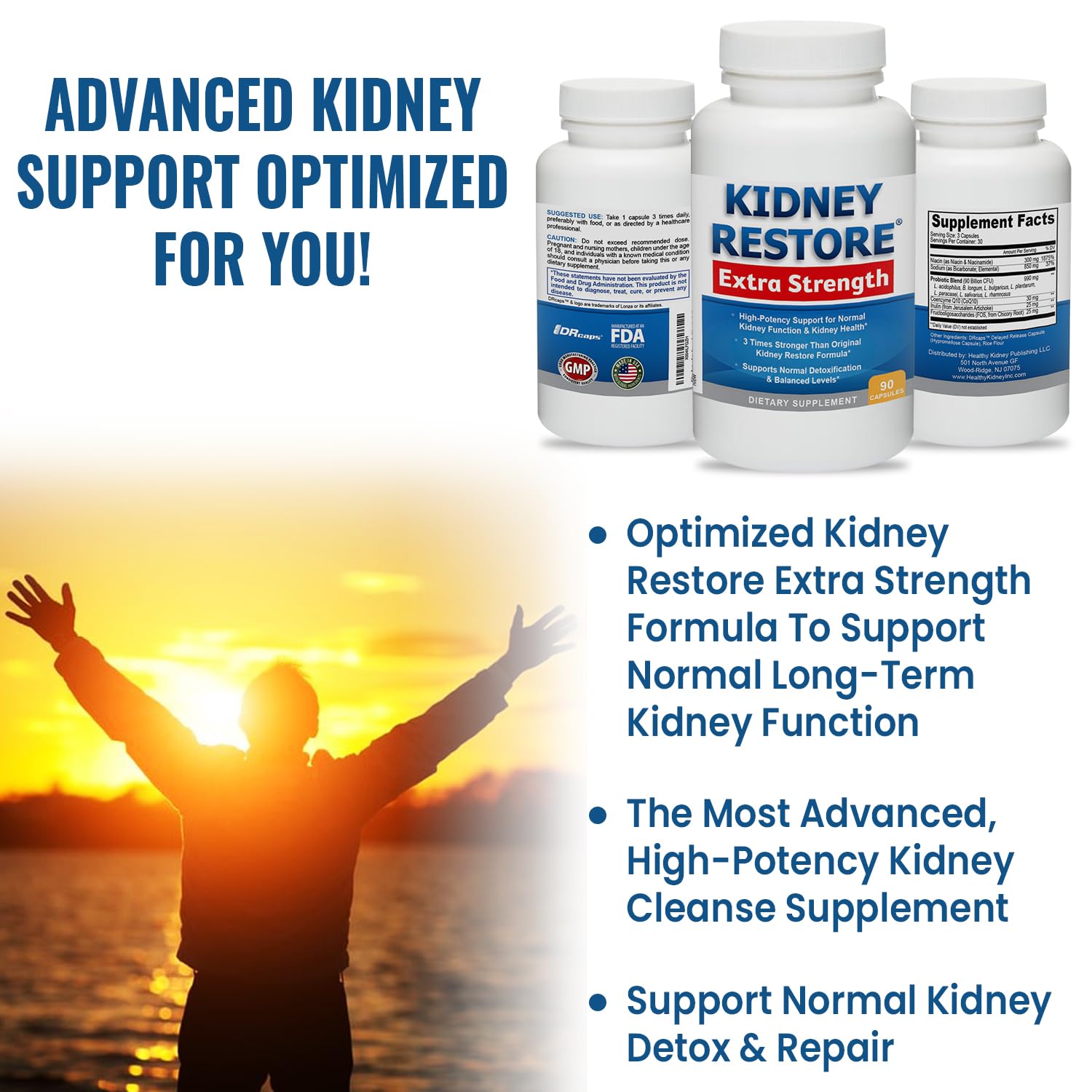 Kidney Restore Niacinamide et niacine – vitamines rénales essentielles pour soutenir le métabolisme.