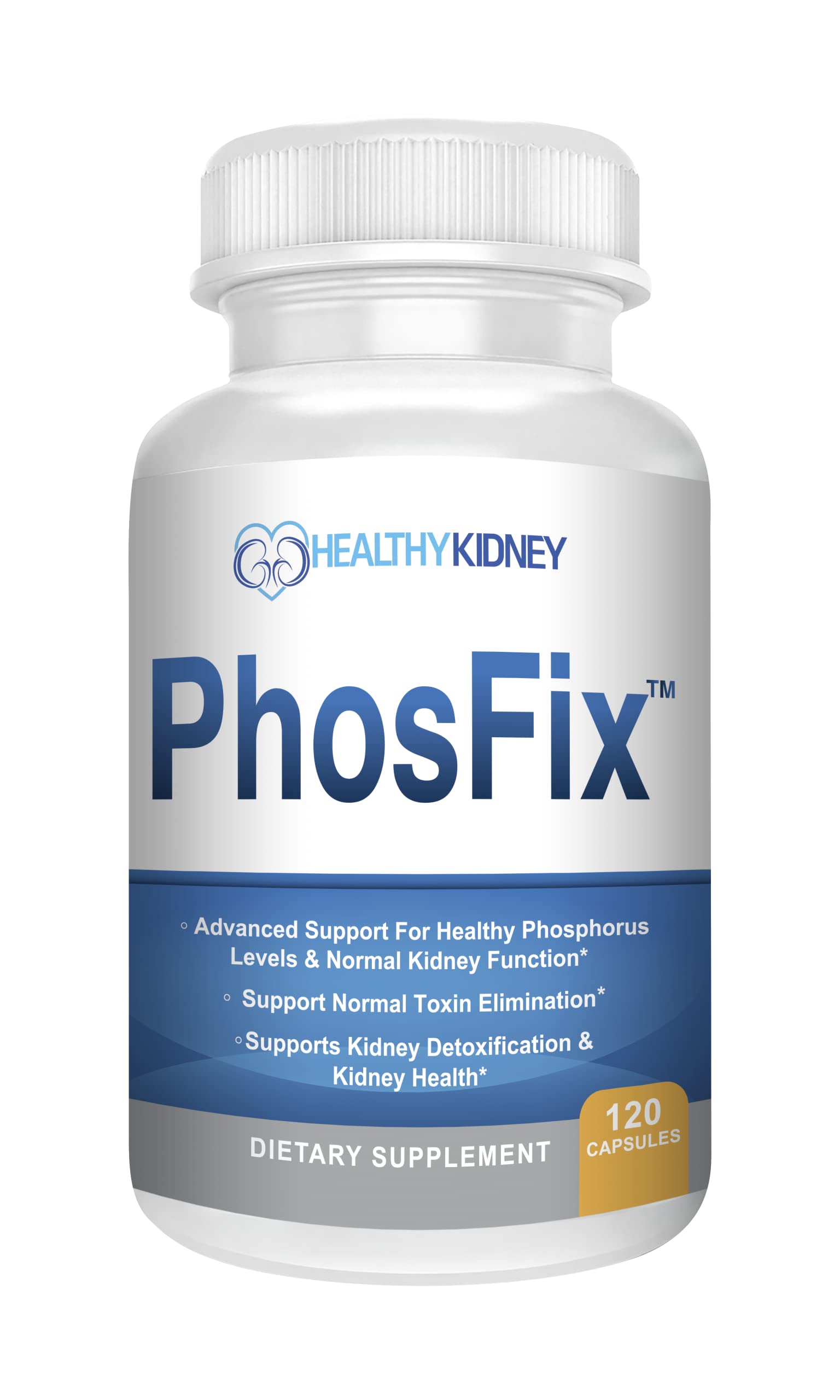 PhosFix Kidney Restore sur la bouteille, utilisation quotidienne facile et pratique.