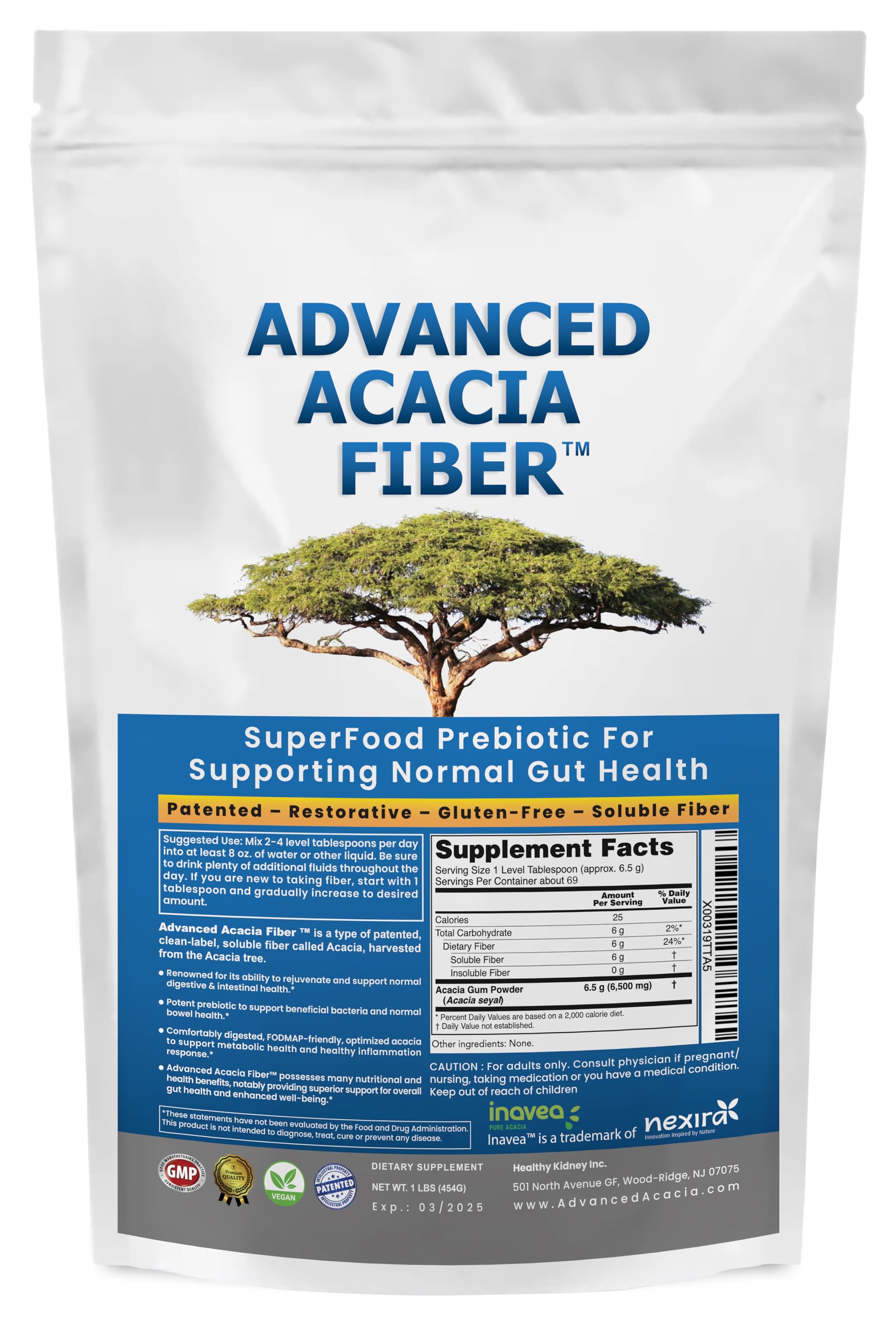 Kidney Restore Avancée Acacia Fibre: versement facile dans une bouteille