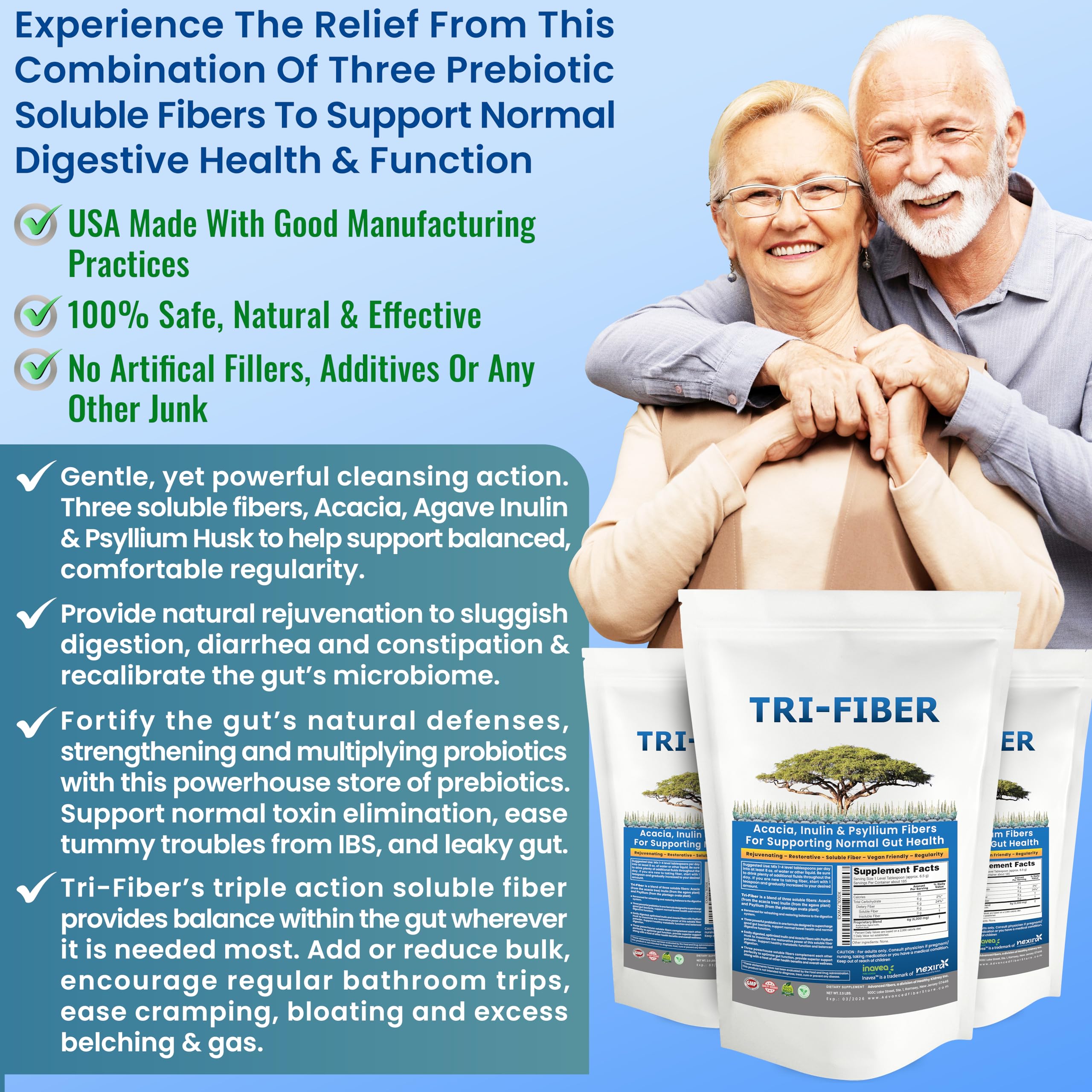 Tri-Fiber : peut contribuer a une digestion regulier et un bien-etre quotidien.