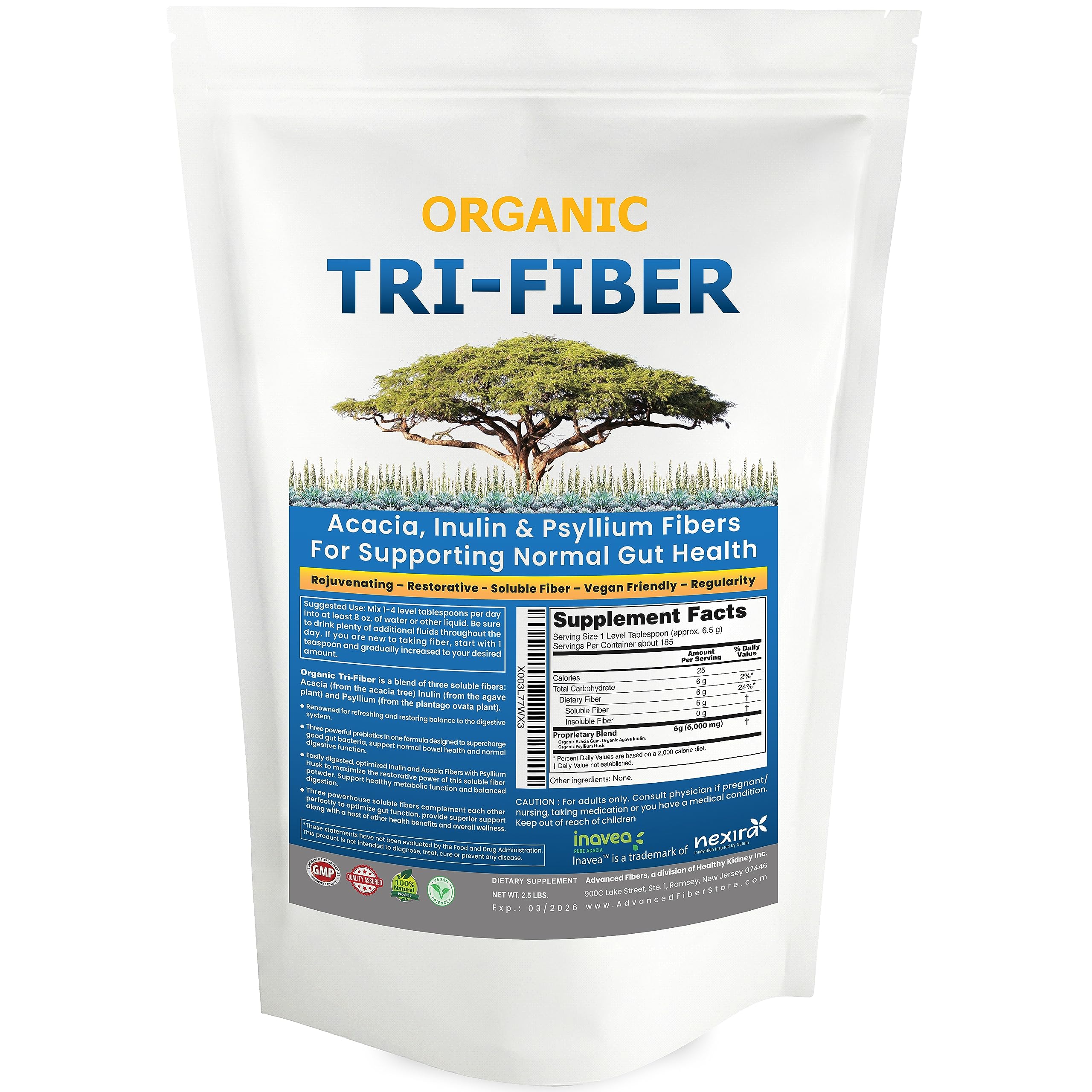 Kidney Restore Tri-Fiber : poudre soluble pour augmenter les fibres et soutenir la digestion.