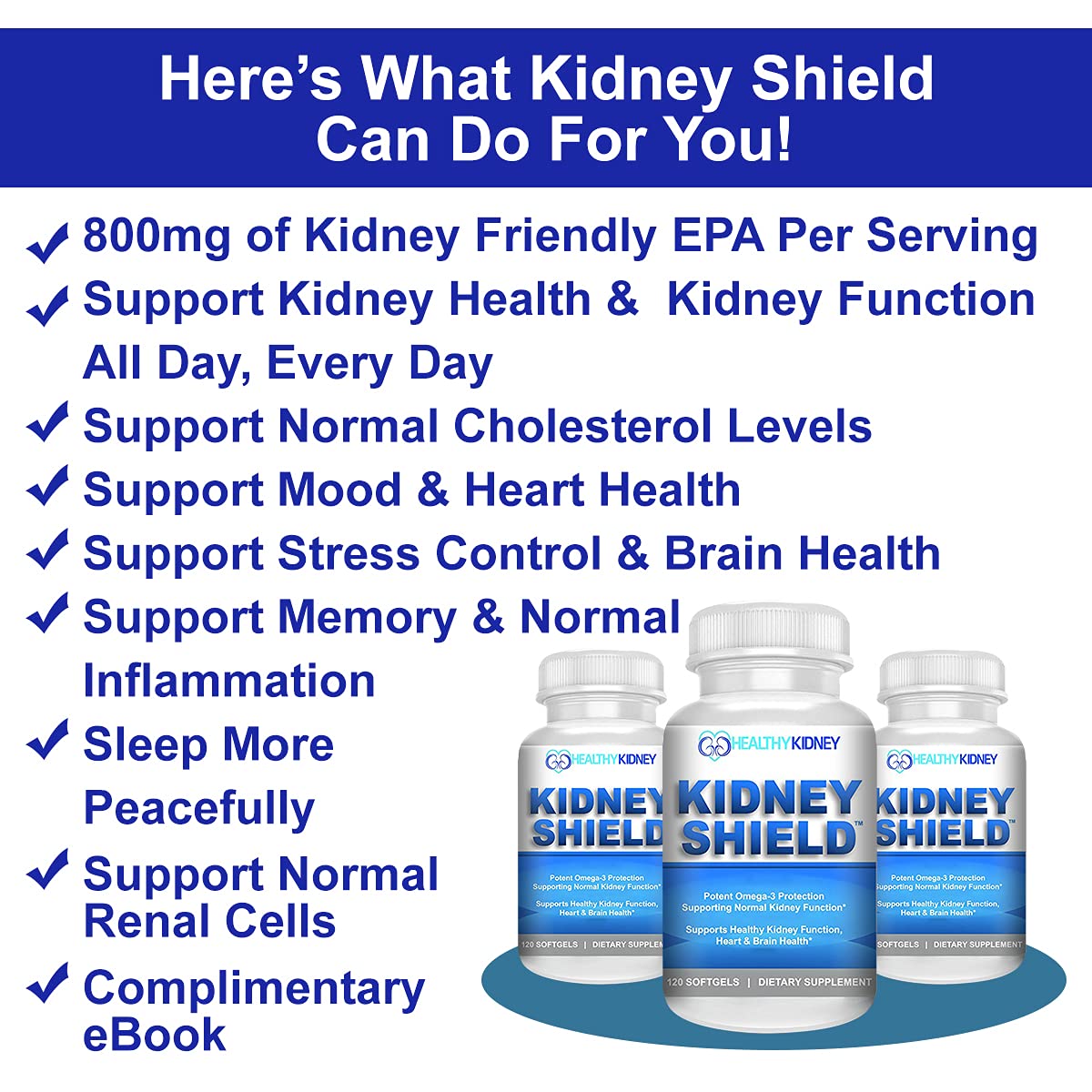 Kidney Shield — antioxydants et EPA purifiés pour protection cellulaire.